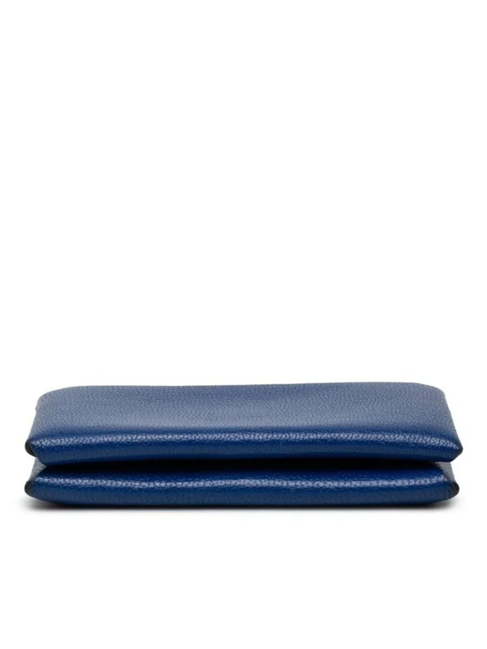 Hermes Calvi Card Case Business Holder Blue Chevre